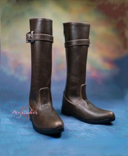 1/4MSD 1/3SD Uncle ID BJD Shoes Retro Brown PU Leather Doll Military Long Boots