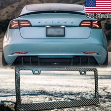 Carbon Fiber Pattern License Plate Holder Frame Cover Trim For TESLA Model 3/Y