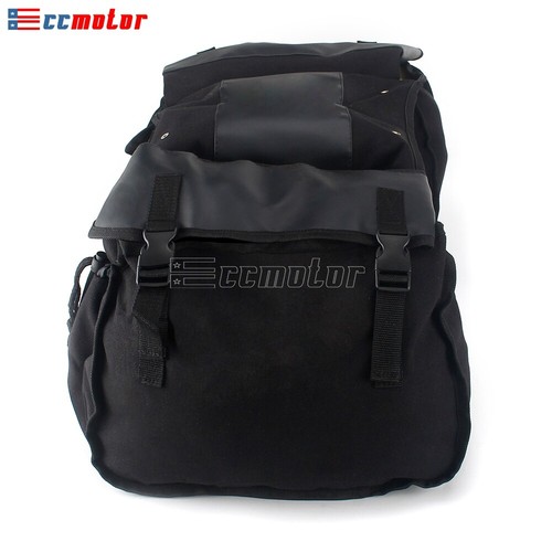 Black Motorcycle Side Saddle Bags Panniers Pouch Luggage Storage Tool Bag Canvas - Picture 7 of 9