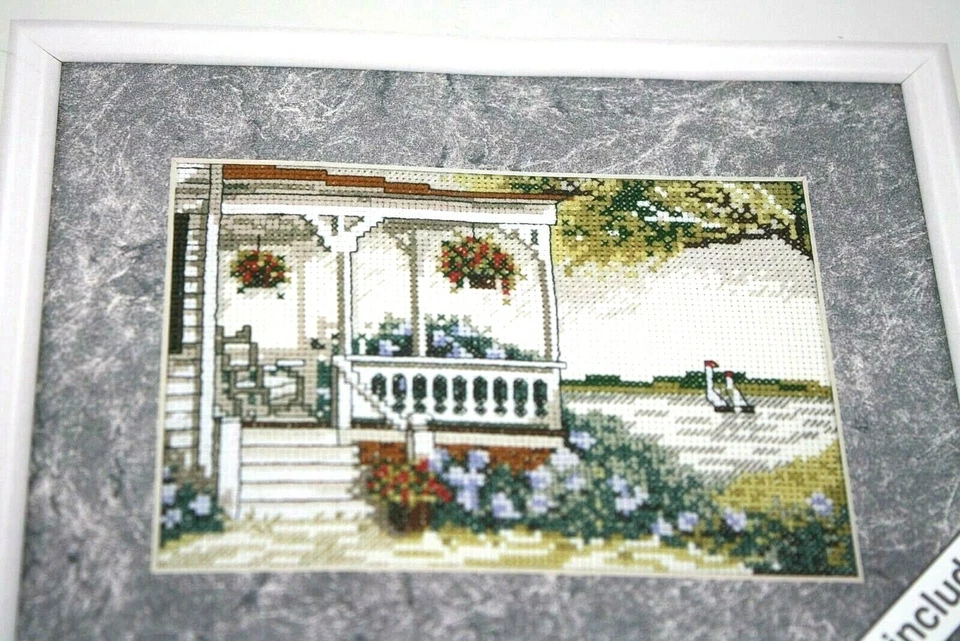 Nuevo Kit de Punto de Cruz de Fin de Semana de Verano Country Porche Floral 10' x 8" con Estera -¡EEE! Foto 2 de 4