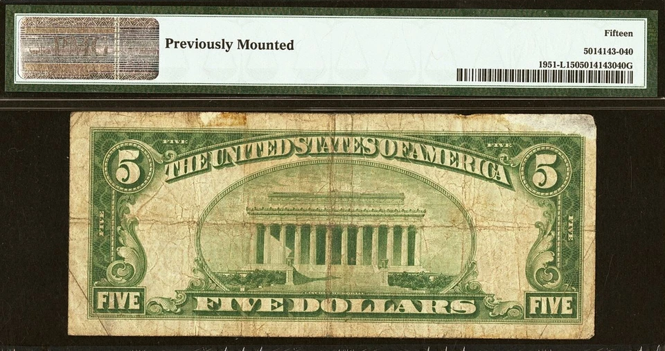 1928 $5 Federal Reserve Note PMG 15 San Francisco Fr 1950-L - Image 2 of 2