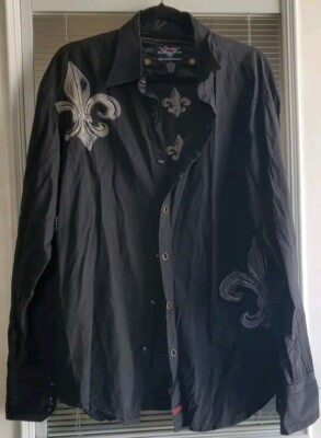 Fender XL Mens Button-up Embroidered Shirt Custom Shop Rock & Roll 