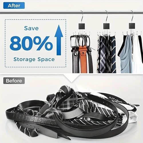 1/2 Piece Multifunctional Metal Hook | Tie, Scarf & Belt Organizer for Storage - Picture 3 of 15