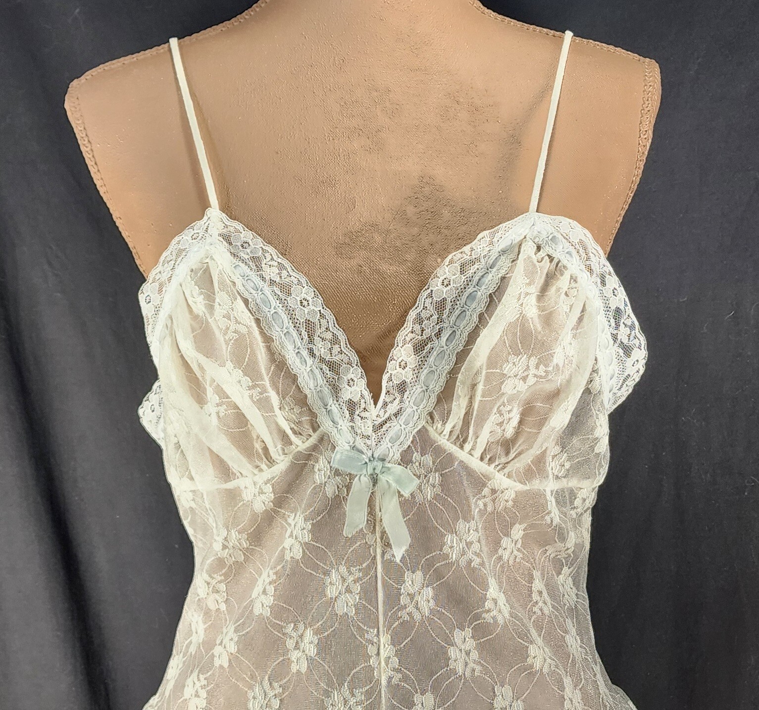 VTG VAL MODE Sheer Lace Teddy MEDIUM Hi Cut Flutter Leg Romper Bodysuit UNWORN