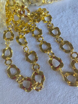 a12ft ea. ~ 22mm x 24mm ~ Gold Plate Wave Link Chain WR716