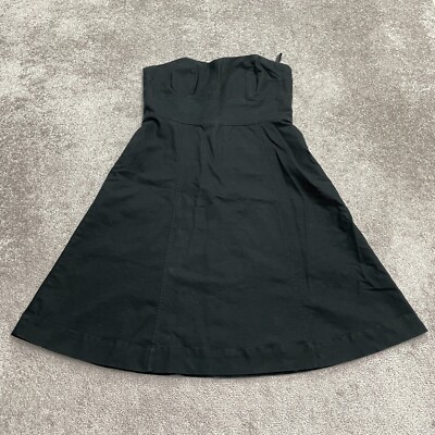 Izaac Mizrahi Side Boning Strapless Tube A-Line Dress Womens 18 Black Cotton