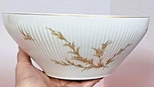 Thomas Bavaria Rosenthal Vegetable Bowl Server Brown Leaves Ribbed Gold Trim 9"