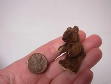 DOLLHOUSE MINIATURE TEDDY BEAR ~HAND STITCHED BROWN FELTED JOINTED OOAK ARTISAN