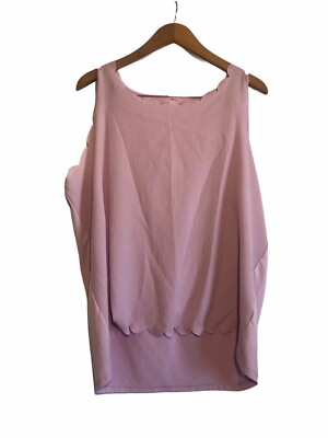 Fred David Scalloped Tank Top Women s 1X Lightweight Textured Stretch Purple