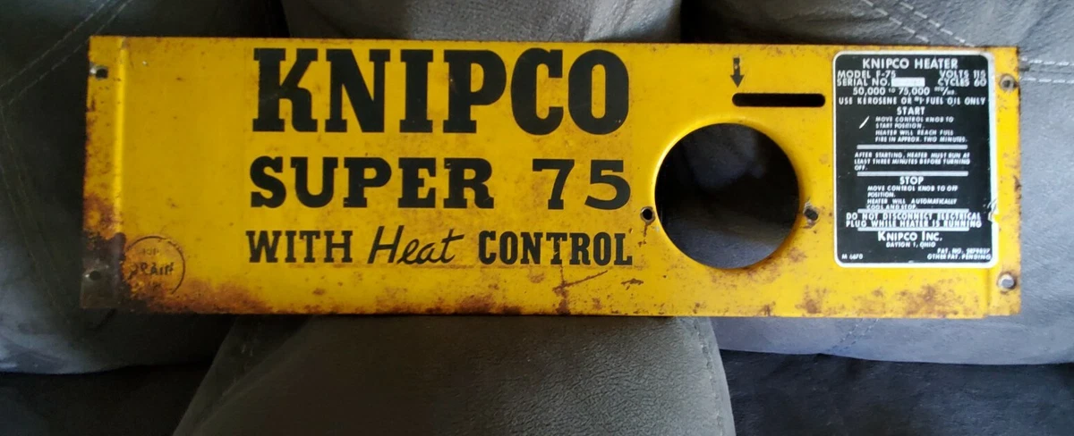 Vintage KNIPCO Heater Advertising Yellow Black MANCAVE SHOP DECOR