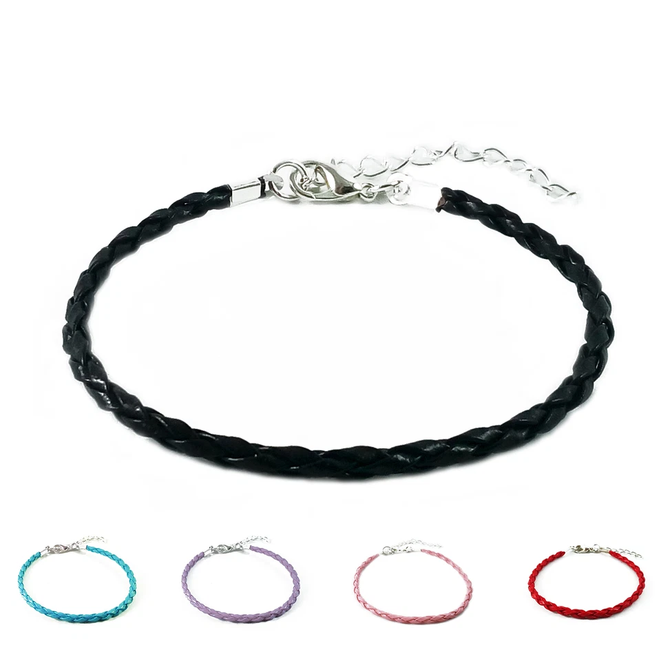 Bracciale Acciaio Uomo Donna Nero corda cuoio intrecciato braccialetto in pelle - Immagine 2 di 3
