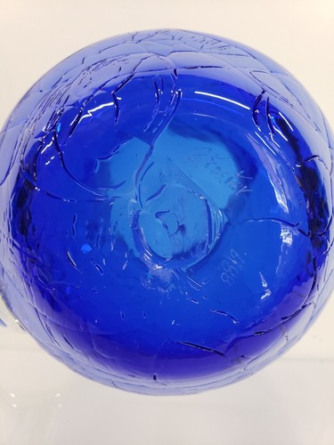 Vtg R. Foster Cobalt Blue And Clear Handblown Art Glass Pitcher - Signed- H 7" - Picture 5 of 9