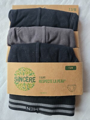 slips taille 3/M noirs et gris marque Sincère Label Oeko-Tex (g
