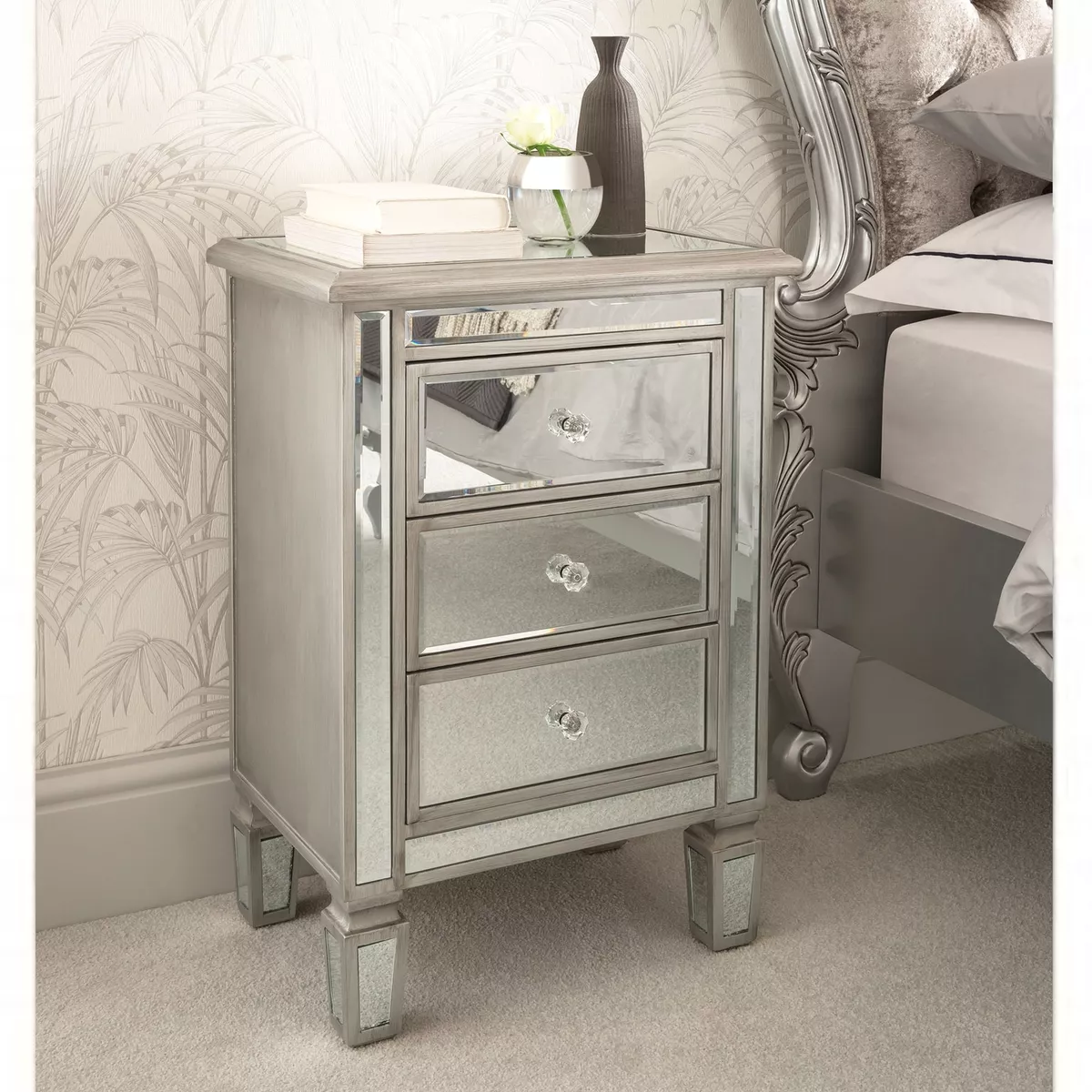 Silver sale bedside table