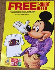 AFFICHE ORIGINALE 1987 COCA ~ COLA CÉLÈBRE LES 15 ANS DE DISNEY -