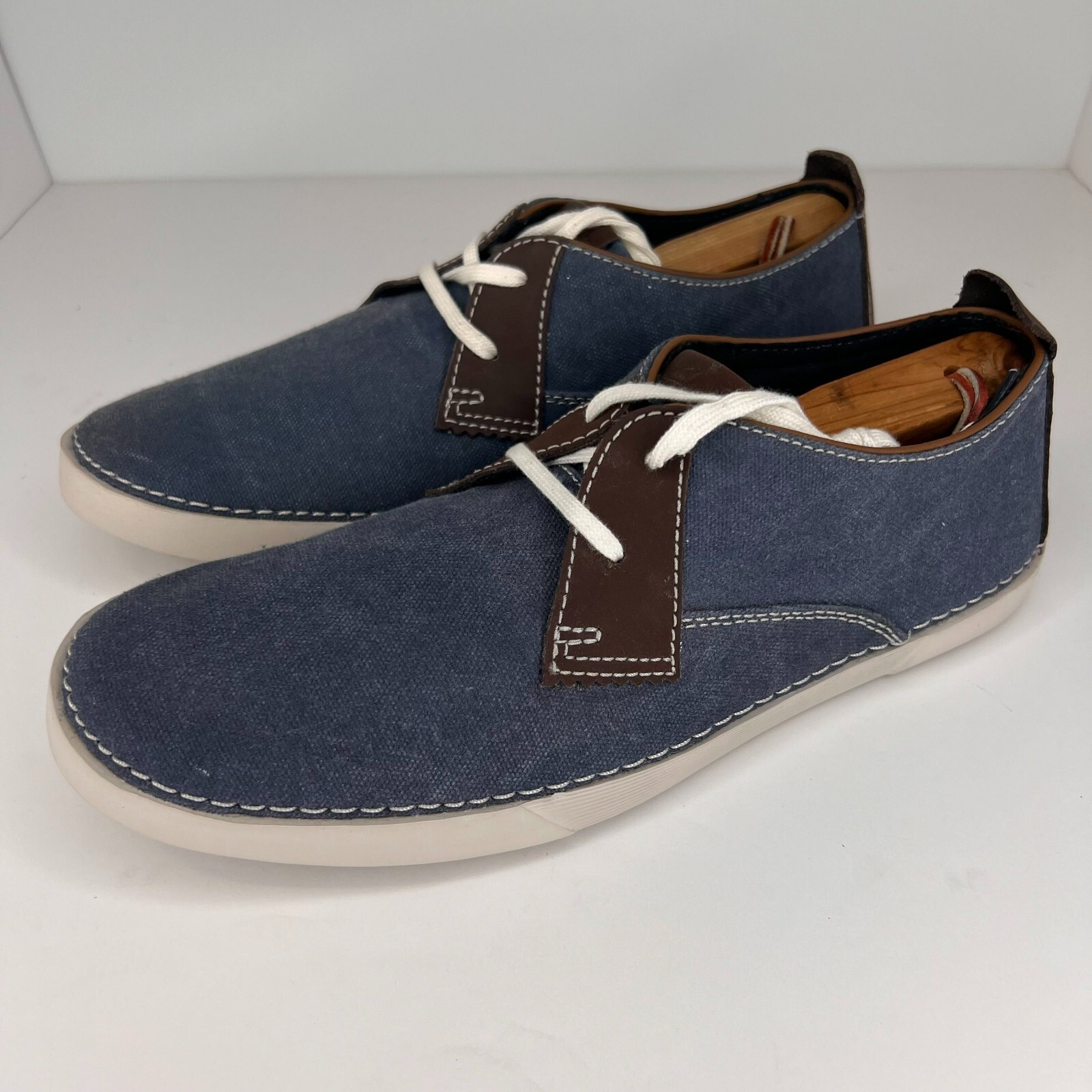 Clarks Men Neelix Vibe Blue Canvas Lace Up Sneakers Size 8.5