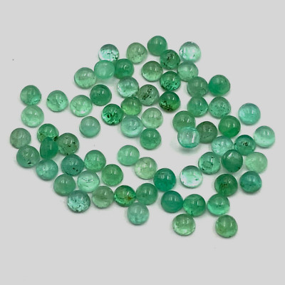 Natural Emerald Round Cabochon Colombian Gemstone Lot 32 Pcs 2.75 MM 3 CT