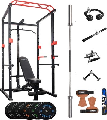 Multi-functional Power Cage,Home Adjustable Pullup Squat Rack 1000Lbs Capacity C
