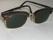 52[]21 RAY-BAN RB3916 TORTOISE/GOLD BLEND G15 UV CLUBMASTER SQUARE SUNGLASSES