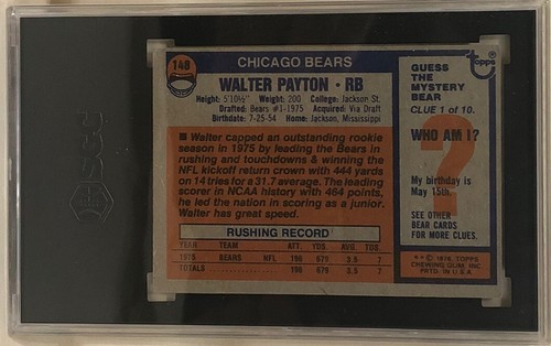 Walter Payton 1976 Topps radiocontrol #148 - sgc 4.5 - Chicago Bears novato de la corte de la NFL - Imagen 3 de 3