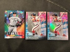 Lot (3) ANDREW VAUGHN 2021 Bowman's Best Atomic + Refractor + base Rookie