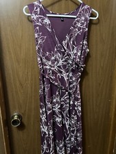 41 Hawthorn MIX Purple White Floral Kassidy Faux Wrap Tie Waist Dress Size M