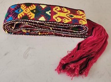 Guatemalan Hand-Woven Sash Belt 64  Plus 7  Fringe Traditional Patterns Colorful