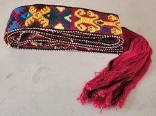 Guatemalan Hand-Woven Sash Belt 64” Plus 7” Fringe Traditional Patterns Colorful