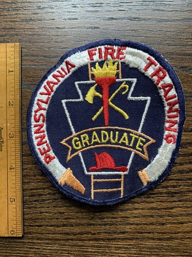 Vintage 1960s Pennsylvania Fire Training Graduate jacket patch large 5" - Picture 3 of 3