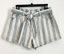 Rewash Women’s Casual Super High Rise Light Wash Denim Striped Shorts Size 11/30