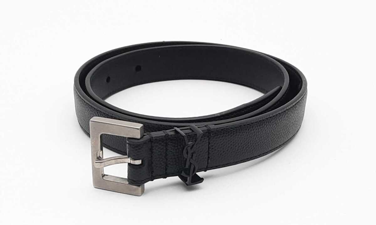 Ysl Centura Cassandre Black Leather Belt With Square Buckle Ysl Centura Cassandre Black Leather Belt With Square Buckle