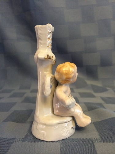 Antique Porcelain Angel Figurine Playing An Accordion Made In Japan CandleHolder - Picture 5 of 7