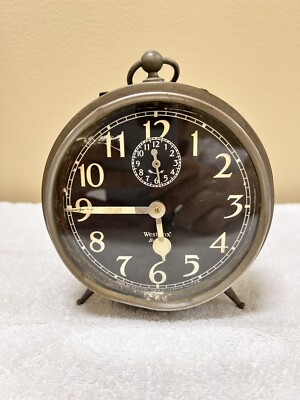 Vintage WESTCLOX BIG BEN Alarm Clock Nickel Black Face Working