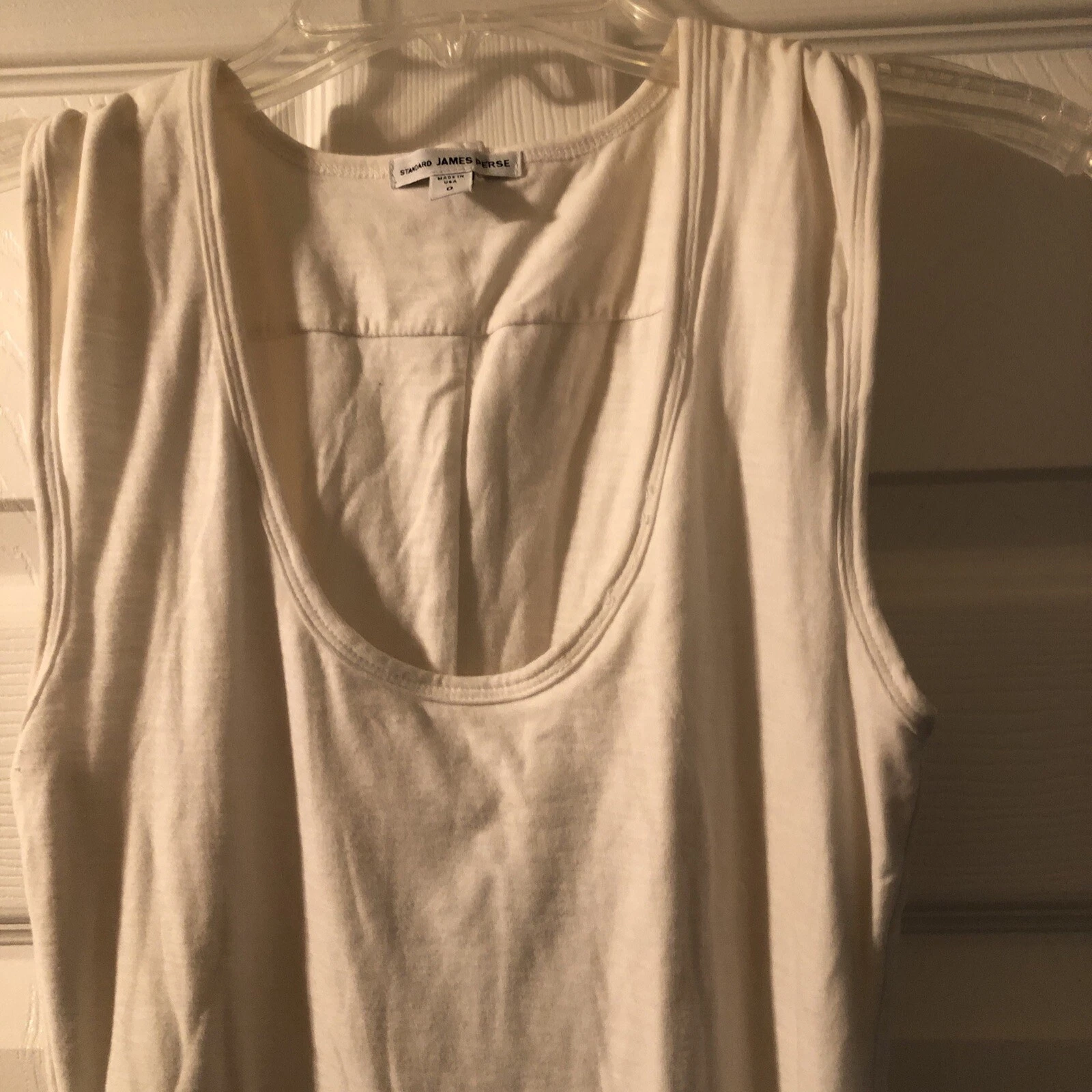 OFF WHITE Abito James Perse bianco sporco estivo smanicato increspato laterale canotta tg 0 XS