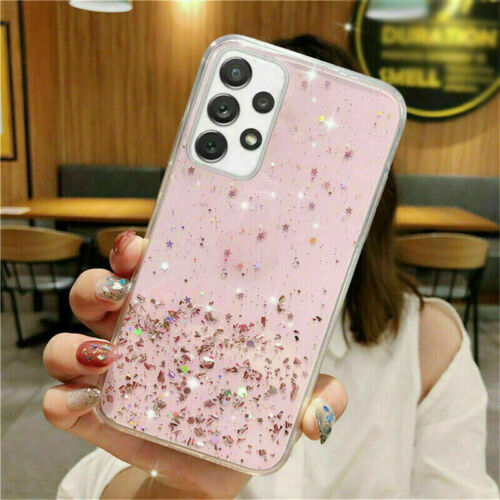 For Samsung A13 A32 A15 A34 A54 A55 A04S Glitter Stars Silicone Case Soft Cover - Picture 1 of 18