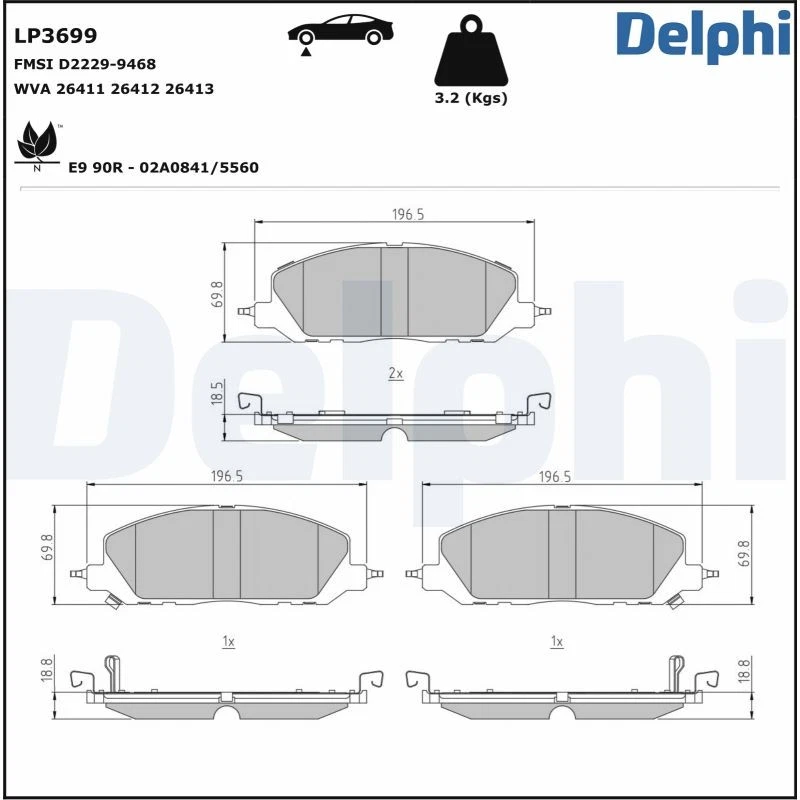BREMSBELAGSATZ SCHEIBENBREMSE LP3699 FÜR FORD USA C30PDTX 3.0L 6cyl EXPLORER - Bild 2 von 4