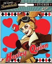 DC Comics Bombshells Harley Quinn Figure w/ Hearts Peel Off Sticker Decal SEALED