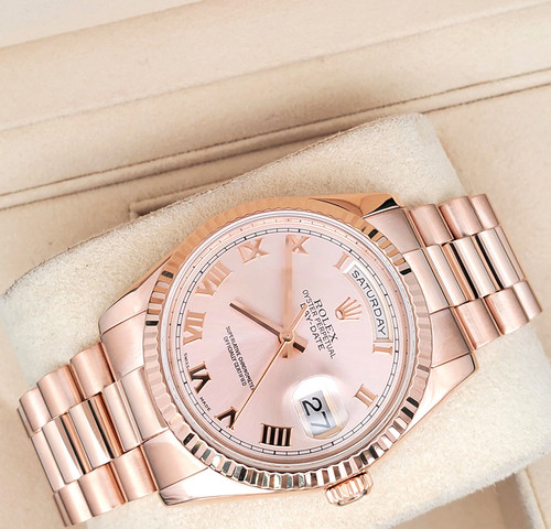 Rolex President Day-Date 18K Rose Gold 36mm 118235 Pink Roman Dial Watch