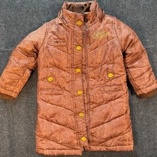 Y2K Rocawear Girls 4T Down Puffer Coat Paisley Hip Hop Streetwear Brown Flaws