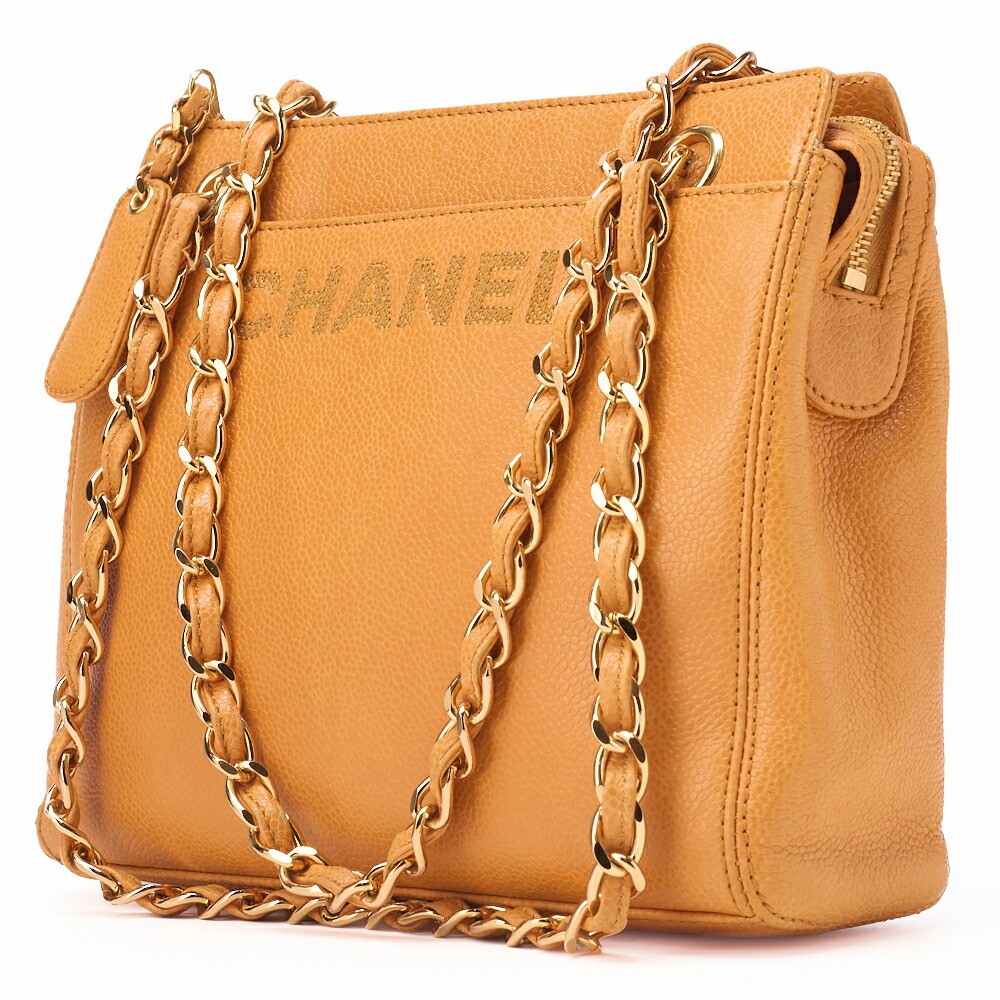 CHANEL Double Chain Logo Tote Shoulder Bag 349167