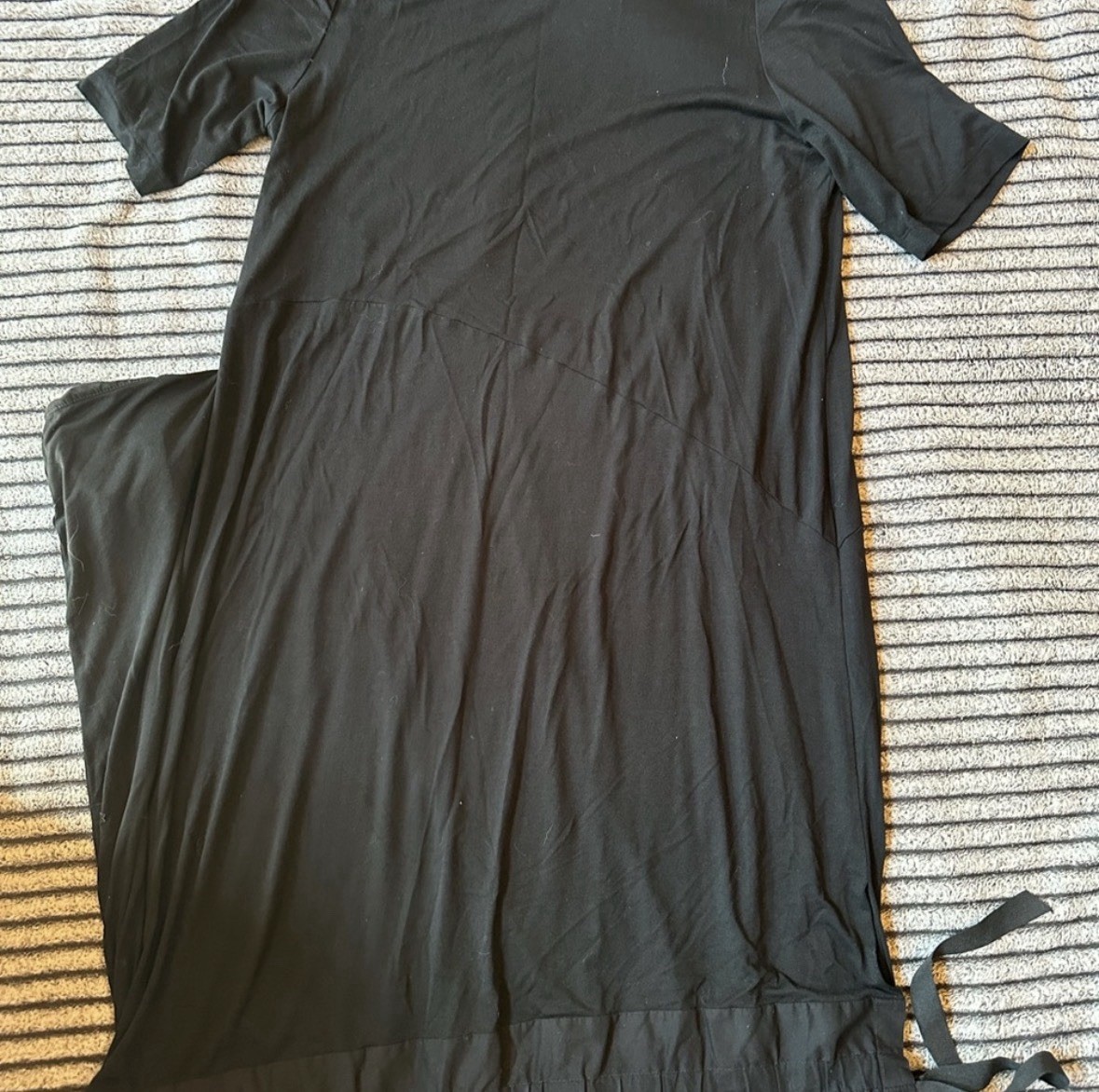 XD Xenia Design Maxi Dress Black Viscose Cotton Size L Short Sleeve Pullover