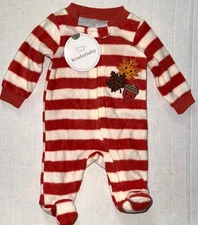 KOALA BABY fleece sleeper rust/white FALL LEAF motif size NEWBORN