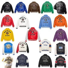 Men's New Avirex Real Leather Bomber American Flight Jacket Leather Icon Jacket