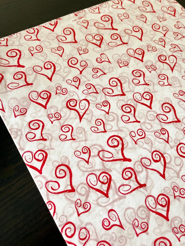 CURLY SWIRLY HEARTS Design Tissue Paper Sheets Choose Size & Package Amount - Image 3 of 4