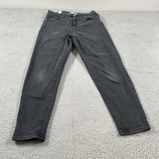 Levis High Waisted Mom Jeans Womens 31x29 Gray Charcoal Stretch Denim Waterless