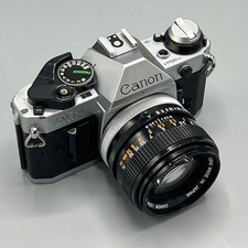 Canon AE-1 Program 35mm SLR Film Camera w/ Canon 50mm f/1.4 FD Lens TESTED Works