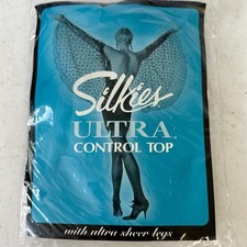 Silkies Ultra Control Top Pantyhose Sheer X-queen-off Black early two thousands