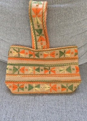 vtg Purse Tribal Ethnic Hippie Woven BOHO BAG  tote 60's 70's Yarn Burlap