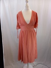 Narrated Urban Outfitters Dusty Coral Midi Dress Front Split Short Sleeve Size S