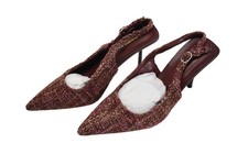 PrettyLittleThing Shoes Womens Size 6 Pink Tweed Slingback Pointed Toe Heels